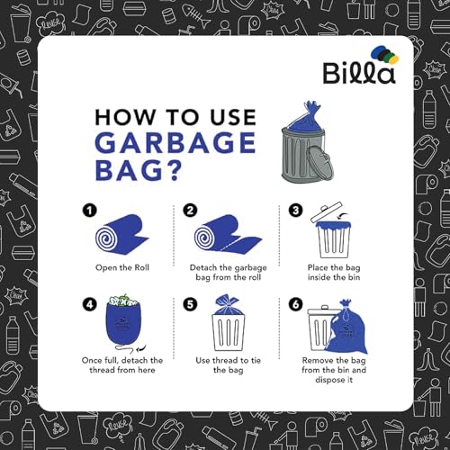 Image of BILLA Garbage Bags Medium Size Green | 19 x 21 Inches (48x56 CM) | Strong Dustbin Bags medium & Polythene Covers for Daily Waste | Durable Trash Bin Bags (30 Bags)