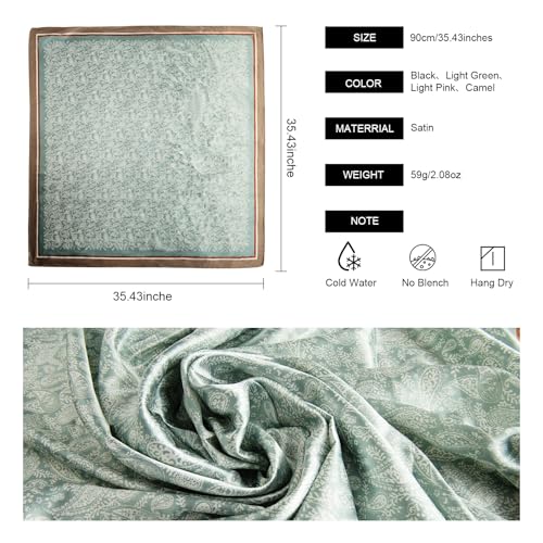 IwIeIaIrI Head Hair Scarf for Women,Satin Silk Printed Square Bandana Scarf for Hair 35 Inches2