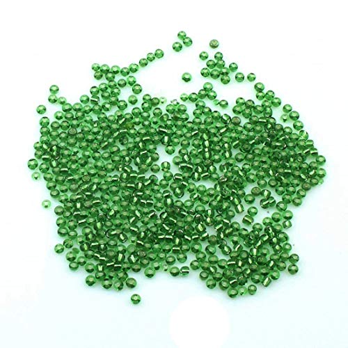 Pack of 1100 Glass Seed Beads 4 mm, 6/0, Pony Beads, Clear Mini Children's Beads, Seed Beads, Choice of Colours (Green Silver Insert) - Image 2
