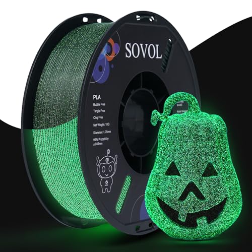 Image of Sovol 3D Printer Luminous Filament, Glow in The Dark PLA 1kg (2.2 lbs) Spool 3D Printing Materials, Dimensional Accuracy + /- 0.03 mm, 1.75 mm, Shiny Green