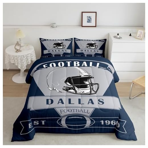 Feelyou Football Comforter Set,Dallas Bedding Set Queen Size,American Football City Comforter,Football Fans Gifts Bed Set
