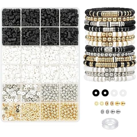 RASSLISA 3000 PCS Clay Beads for Bracelet Making Kit Neutral Colors Polymer Clay Beads for Jewelry Making Friendship Bracelet Kit DIY Crafts Set Cover