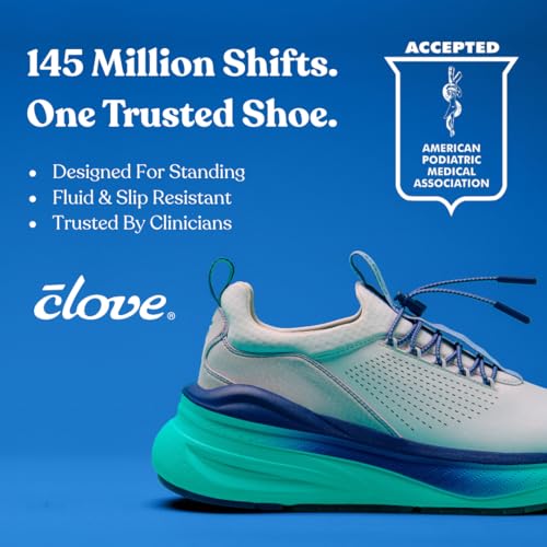 Image of clove Forte Shoes for Doctors & Nurses, Fluid Resistant, Easy to Clean, Slip Resistant, Comfortable for 12+ Hour Standing Shifts, Elastic & No-Tie Laces, Sneakers for Men & Women