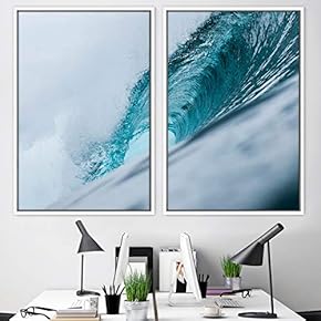 signwin 2 Piece Framed Canvas Wall Art Coastal...