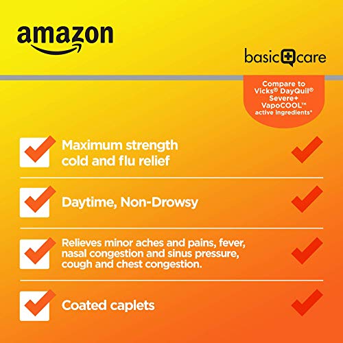Amazon Basic Care Daytime Severe Cold & Flu Relief Caplets, Multi-Symptom Relief for Headache, Fever, Sore Throat, Chest & Nasal Congestion, Vapor Ice, 24 Count - image 3