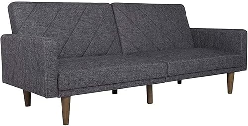 AFLHYJK Convertible Futon Couch Bed with Linen Upholstery and Wood Legs - Grey