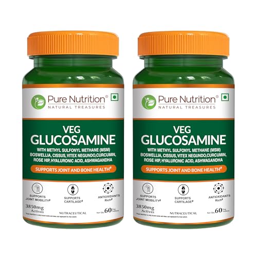 Image of Pure Nutrition Vegan Glucosamine MSM with Boswellia - 120 Veg Tablets (60x2) | Joint & Cartilage Support | Relieves Pain & Stiffness | Reduces Inflammation | Enhances Bone & Muscle Strength | Plant-Based Joint Health Supplement