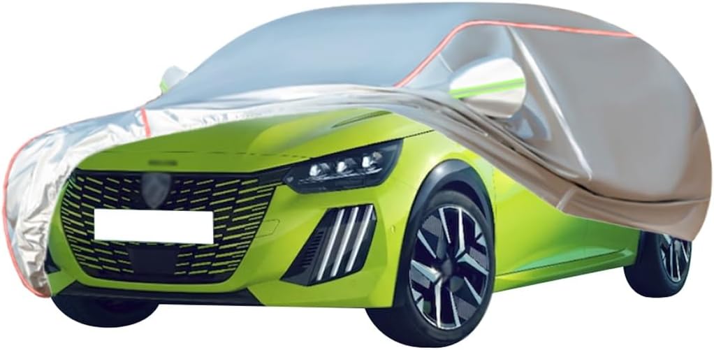 WOLWES Car Cover are Suitable for Peugeot 208 Active/Allure/GT,Water,Rain,Sun and Snow Resistant Oxford Fabric Car Cover,with Side Door Zip (Color : Black, Size : 208 GT)