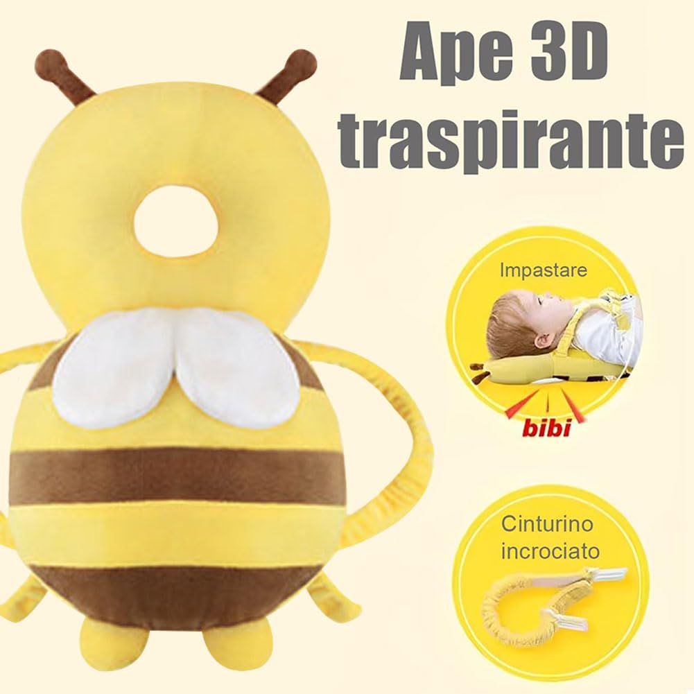 Yellow Bee Head Protector,Head Protector Pillow Protection Head Pillow Head Safety Cushion Backpack Fall Protection Head Pillow Walker Head Protection Head Safety Pad - Image 4