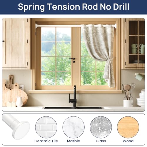 Image of ENJOYBASICS 1 inch White Shower Curtain Rod, 30-52 inch Adjustable, Secure Tension