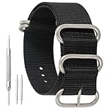23mm Black Exquisite Men's One-Piece Nylon Style Nylon Perlon Watch Bands Straps Textile