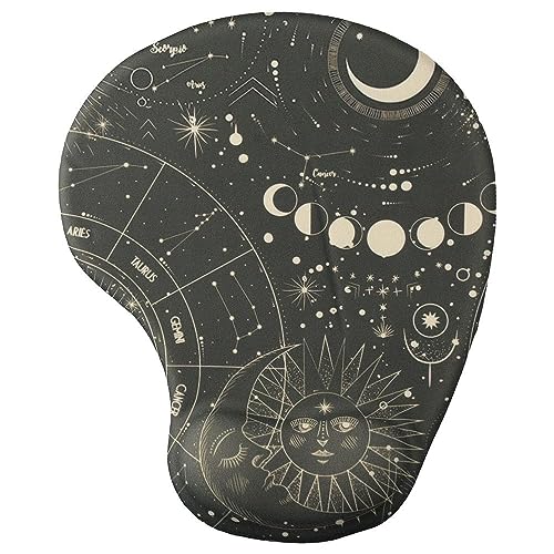 dohobby Moon Vintage Mouse Pad with Wrist Rest Support, Black Ergonomic Gel Wrist Rest Pad with Non-Slip Base, Typing and Pain Relief for Office,Home