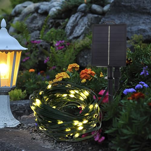 Tira de luces LED solar 4.5v 10m 100led blanca cálida miniatura 6