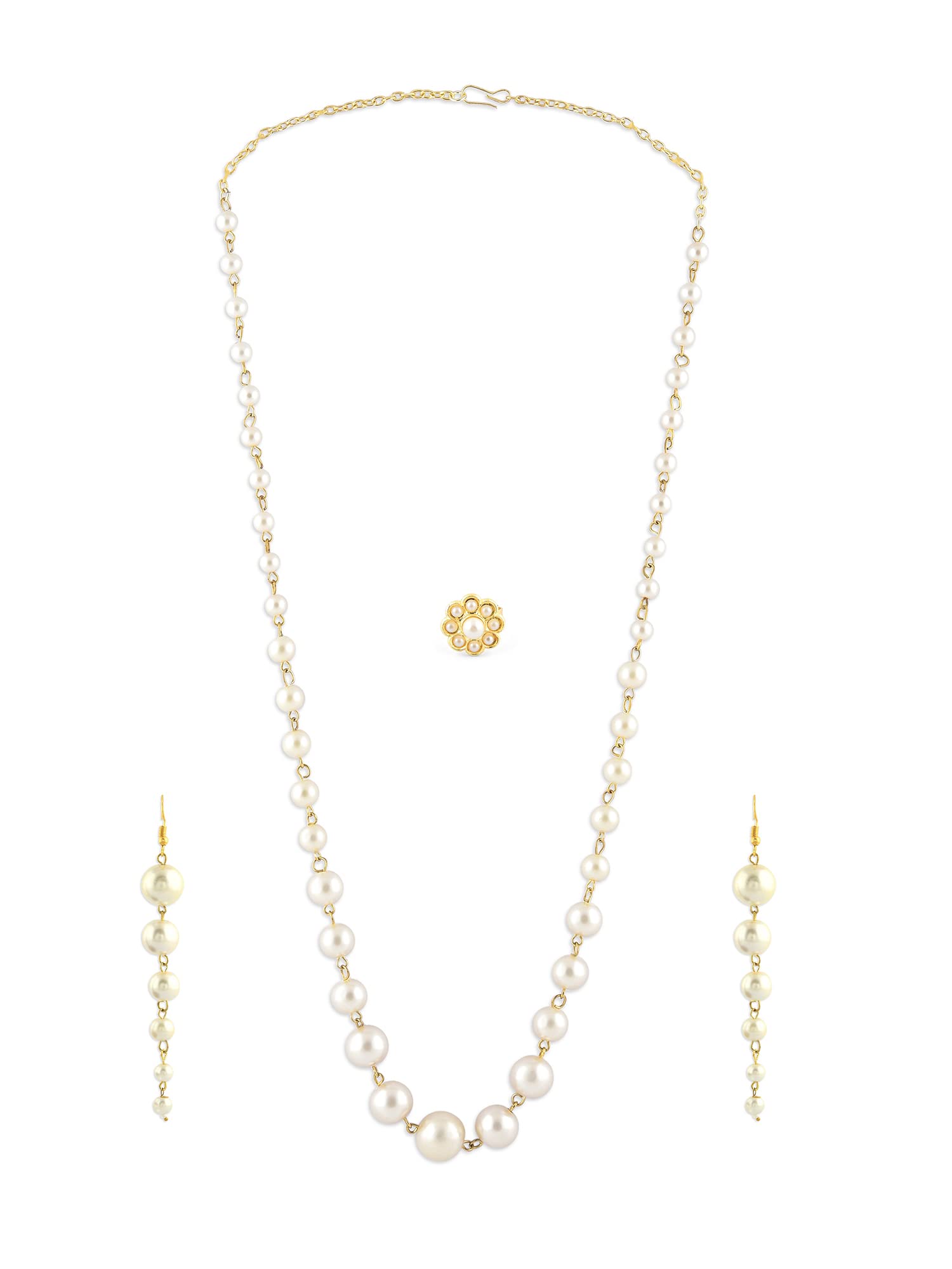 ZAVERI PEARLS Gold Tone Contemporary Gradient Pearls Necklace Earring & Ring Set For Women-ZPFK15191 (B0BRNCHB2P) Amazon Price History, Amazon Price Tracker