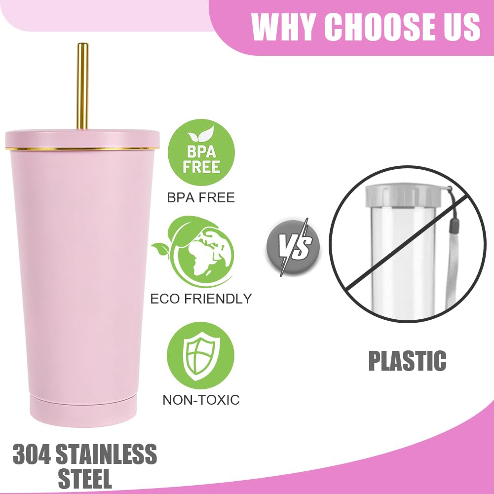 flintronic Tumbler with Straw and Lid, 500 ML/17 OZ Leakproof Insulated Thermal Mug - Image 3