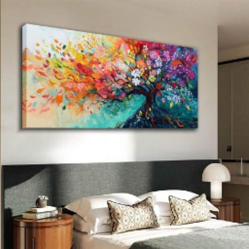 Décoration murale bureau et café tableau aquarelle arbre abstrait