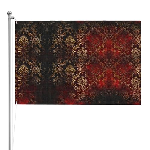 Drapeau damassé doré 1,2x1,8m au design élégant pour sublimer votre jardin