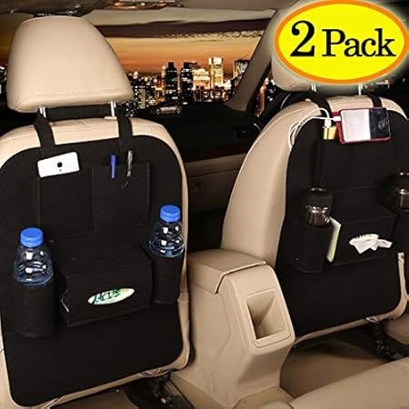 Amazon 車用収納ポケット シートバックポケット 大容量 車後部座席収納 車内整理 多機能収納 ホルダー 取り付け簡単 子供用 車用キックガード 座席保護カバー ブラック ポケット ケース カバー 車 バイク