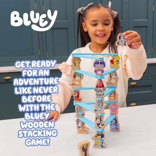 Image of Bluey Stacking Game, Spin & Balance 15 Character Pieces