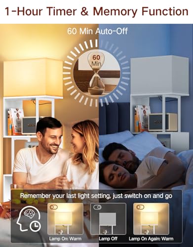 Image of 5-Tier Floor Lamp with Shelves & Remote, Dimmable S-Shaped Bookshelf with 3 Color Temperature, 1-Hour Timer, Tall Corner Standing Lamp for Living Room, Bedroom, Office
