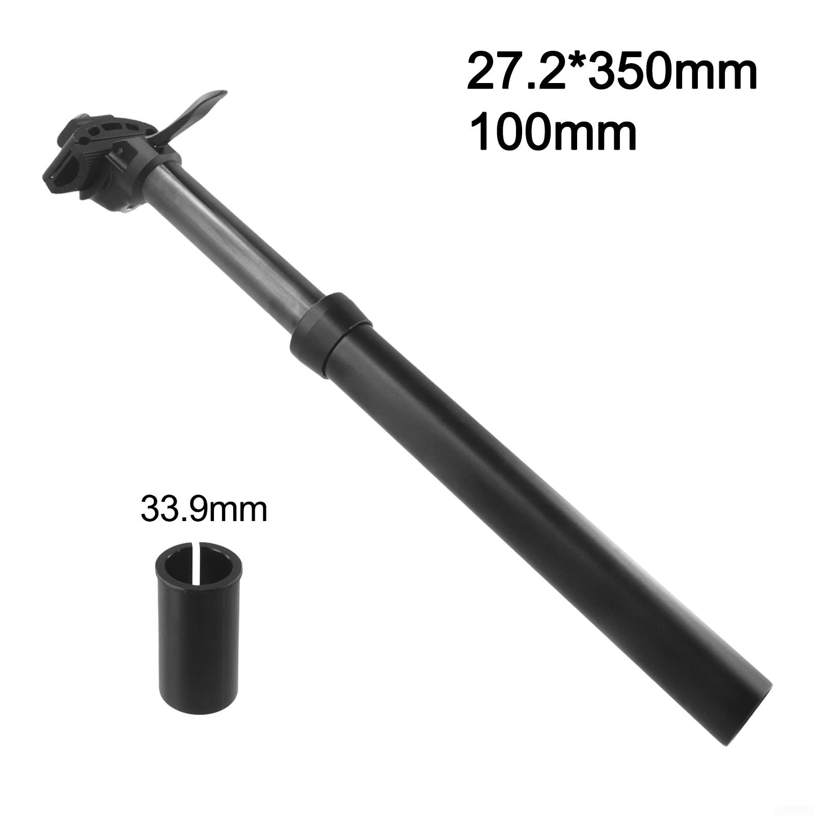 Fahrrad-Sattelstütze mit Drahtsteuerung – 27,2 mm hydraulisches Sattelrohr kompatibel mit MTB – Aluminiumlegierung, 350 oder 400 mm Länge, schwarz (27,2 x 350 mm)