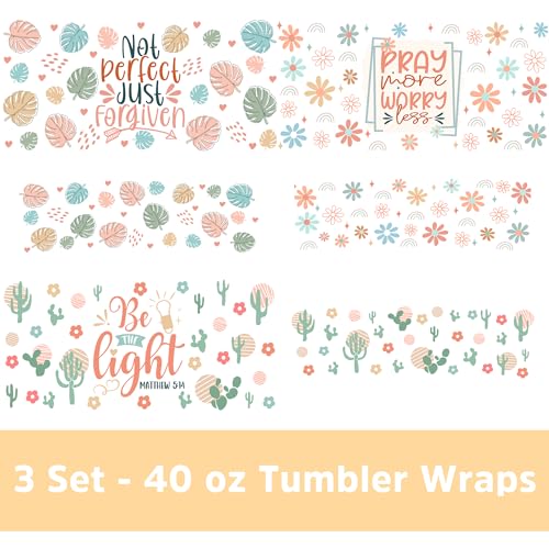 UV DTF Cup Wrap Transfer - 6 folhas de adesivos de transferência de copos de versículo bíblico, Be T