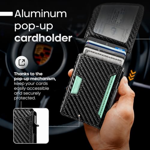 Image of Smart Wallet for Men with Tracker, Wallet Tracker Works with Apple Find My (iOS), No AirTag Needed, RFID Blocking Slim Wallet, Pop-Up Card Holder, Leather Money Clip, Not for Android.