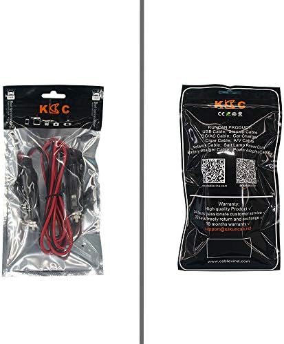 KUNCAN 4FT 12-24V Double Male to Male Cigarette Lighter Plug Extension Cable, with LED Lights, 16 AWG Heavy Duty Cable, Power Charger Cord, Fuse 10A