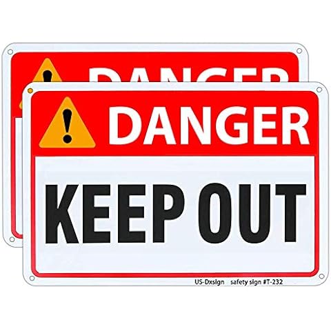 Bedroom Danger Keep Out Sign, Rust-Free Aluminum, 2 Pack Cover