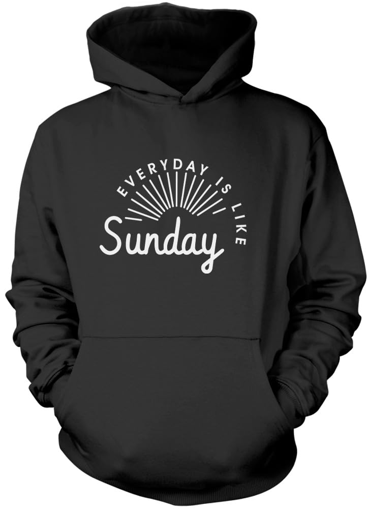 Hotscamp Boys Black Everyday Is Like Sunday Unisex Hoodie - XX-Large