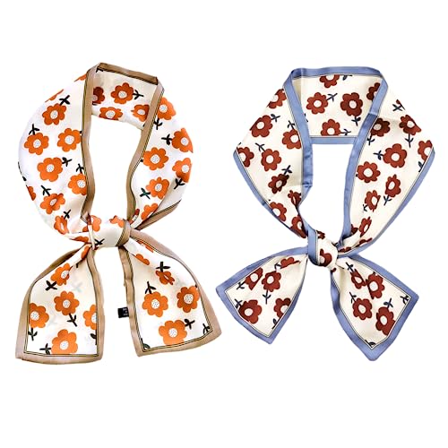 QTMY 2 Pack Purse Scarf for Bags Silk Head Scarf for Hair Handbag Women Scarfs Band Hair Neck Scarves Fashion Gifts,06