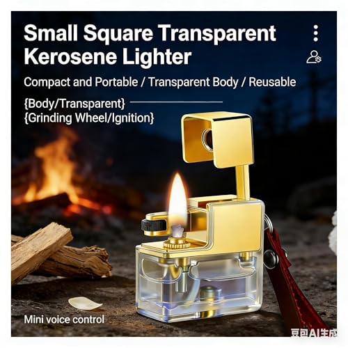 Encendedor portátil cuadrado transparente de kerosene miniatura 2