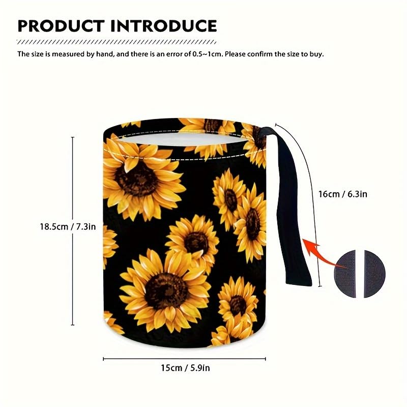 Image of Portable Reusable Waterproof Car Trash Bin, Multipurpose Vehicle Organizer, Road Trip Essentials (sunflower2)