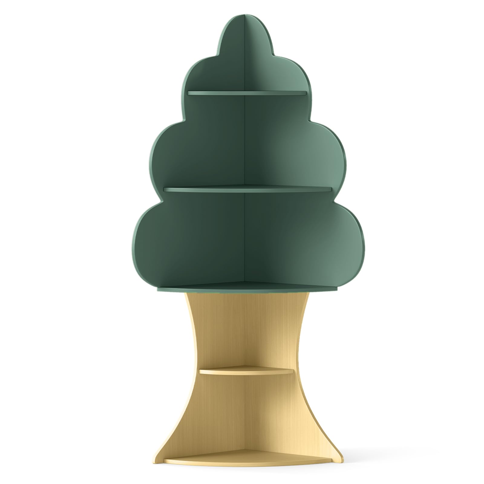 DREAMADE Bibliothèque d'angle pour Enfants 3+ Ans, 5 Étagères en Forme d'arbre pour Livres et Jouets, Parfaite pour Chambre, Salle de Jeux, Classe