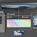 MageGee Portable 60% Gaming Mechanical Keyboard, Minimalist MK-Box RGB Pudding Keycaps Backlit Compact 68 Keys Wireless Office Keyboard with Red Switch for Windows Laptop PC Mac Convenient(White)