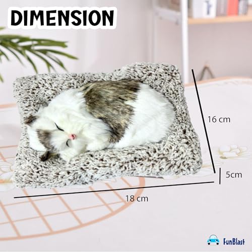 Image of FunBlast Cute Sleeping Cat Plush Toy with Meow Sound, Gift for Kids, Toy Accessories for Car Dashboard (Grey)