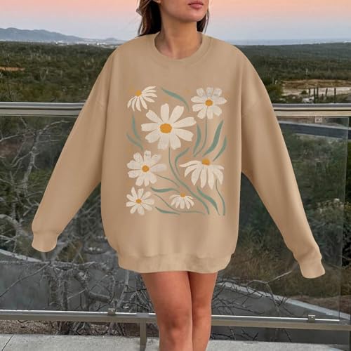 Pull minimaliste oversize à imprimé floral doux et coupe décontractée - 2