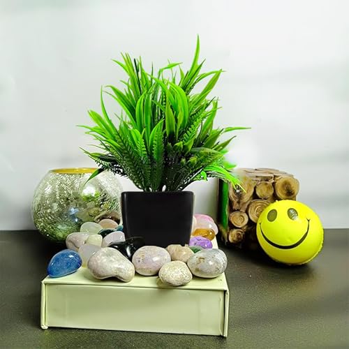 Image of Small Potted Faux Plant, Pack of 12 Artificial Plant with Pot, Plastic Green Fake Plants, Indoor Plants, Gift Item, Living Room Decoration, Balcony Decration, Office Decor