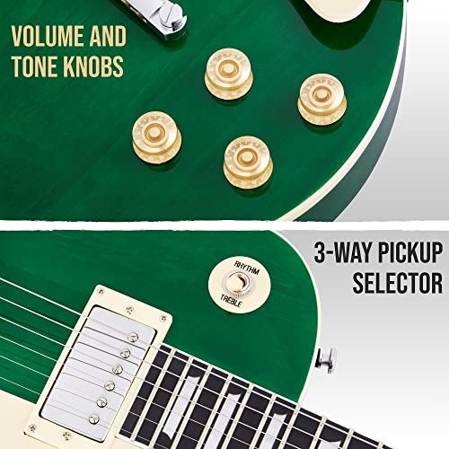 Lyxpro 39” Sb Series Electric Guitar, Les Paul-Style Kit For Beginner, Intermediate & Pro Players Solid Body Guitar, Bonus 2-Pack Of Picks, Mahogany Wood, Volume/Tone Controls, 3-Way Pickup - Green #TOP2