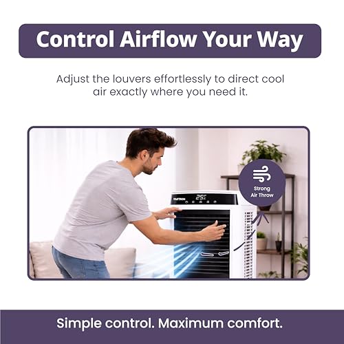 Image of FASTRON Air Cooler with Remote and Touch Panel, Ideal for 150Sq ft Room, 100W Power, Powerful Air Throw, LED Display & Top Ice Chamber, Auto-Swing, 3-Speed, 2 Year Motor Warranty (50 Litre)