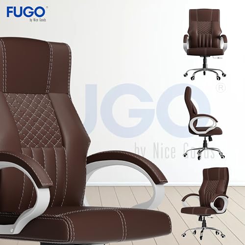Image of FUGO FG21 Orthopedic Boss Chair with 3-Years Warranty, Executive Office Chair Ergonomic High-Back Chair-Cushioned Seat & Armrests, Metal Base, Rocking Movement (Brown)