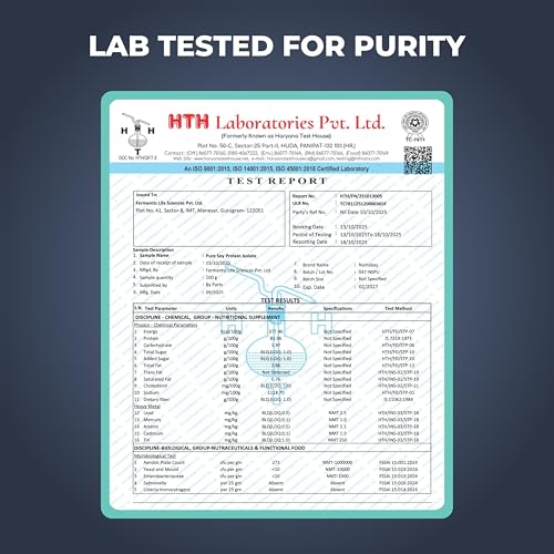 Image of Nutrabay Pure Soy Protein Isolate Powder 26.2g Protein, 4.7g BCAA per Serving, NABL Lab Tested - Easy to Digest, No Added Sugar, Vegan - 1kg, Unflavoured | 100% Authentic & Clean Protein