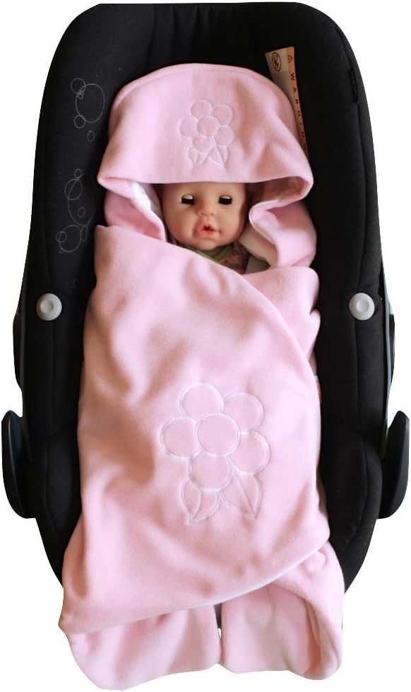 ByBoom® - Swaddling Wrap, Car Seat and Pram Blanket for Spring, Summer and Autumn/Fall, Universal for infant and child car seats eg; Maxi-Cosi, Britax, for a pushchair/stroller, buggy or baby bed, Color:Pink - Flower