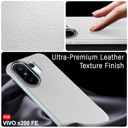 Image of TheGiftKart Hybrid Ultimate Slim Back Case Cover for Vivo X200 FE 5G | Lightweight Profile | Hard Back Case Cover for Vivo X200 FE 5G (PC & TPU, Metal Camera Ring, Leather Texture Finish, Grey)
