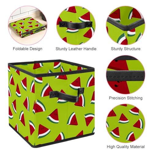 Boîte de rangement pliable cube en tissu pastèque pour placard
