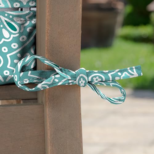 Image of Arden Deep Seat Outdoor Chair Cushion Set (2-Pack), 24 in x 24 in, Weather-Proof, Rain-Proof, Fade Resistant Patio Cushion Set for Chair, Sofa, and Couch Turquoise Daphne Medallion