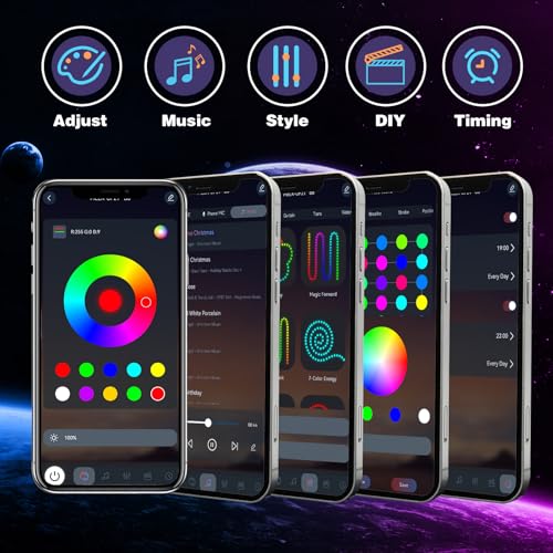 Image of KSIPZE 100ft Permanent Outdoor Lights Waterproof IP67, Smart RGB+IC Eaves LED Lights with App & Button Control, 200+ Dynamic Scene Modes for House Roof, Garden, Christmas, Party Decor