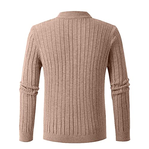Akklian Men's Quarter Zip Sweater Slim Fit Casual Cable Knitted Pullover Fashion Business Turtleneck Solid Color Knitwear4