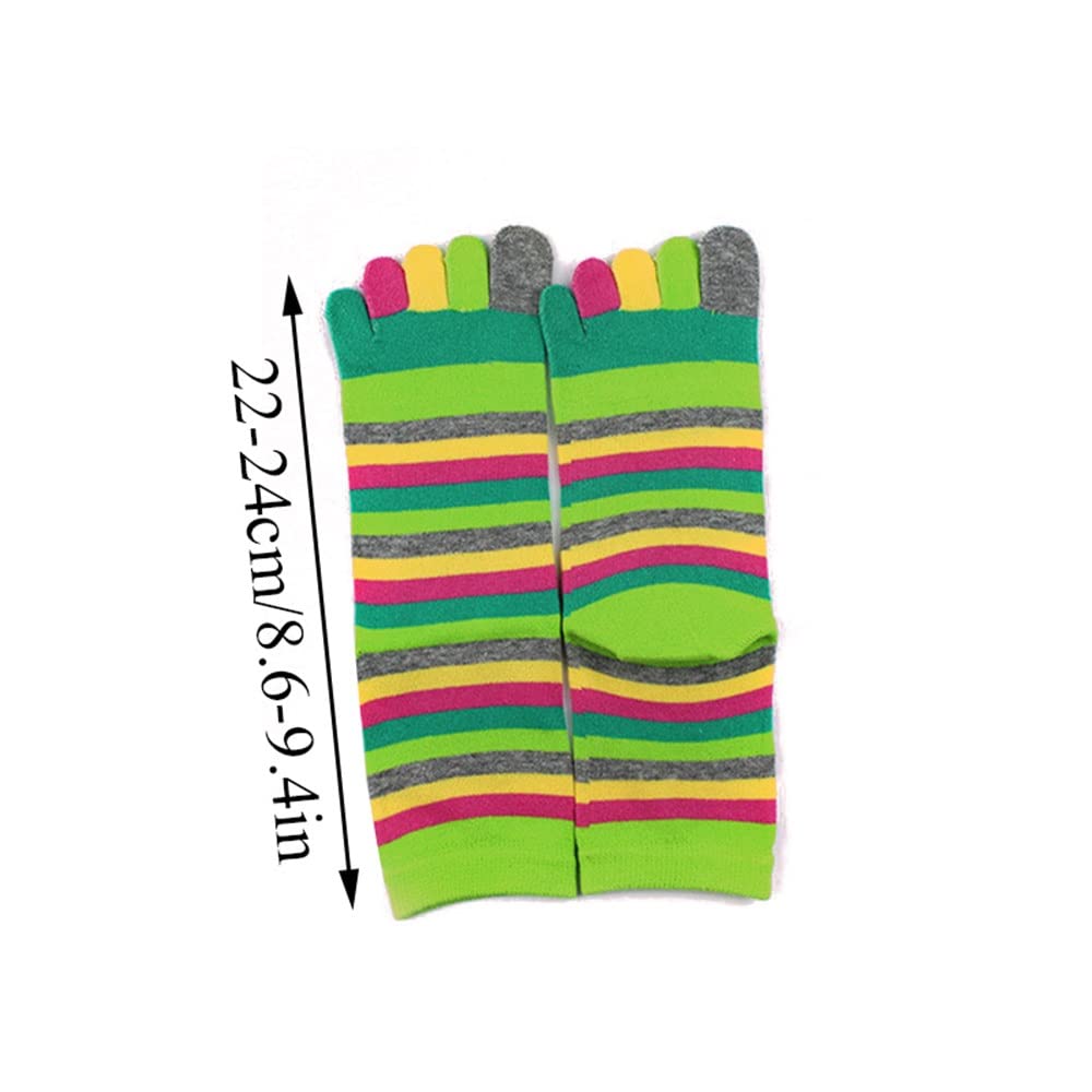 Calcetines de pie Calcetines de algodón a Rayas de Colores Transpirables Divertidos Calcetines de Tubo Calcetines de Cinco Dedos Calcetines de Tobillo