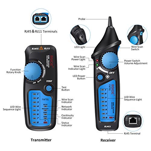 Wire Tracker, ELEGIANT Cable Tester RJ11 RJ45 Multifunction Wire Tracker Line Finder for Network Cable Collation, Telephone Line Test, Continuity Checking